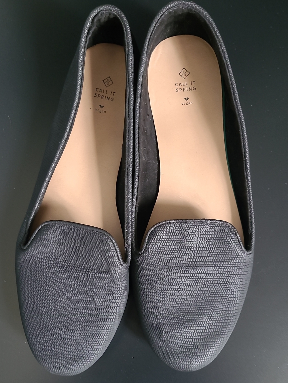 Call It Spring Black Textured Vegan Loafers